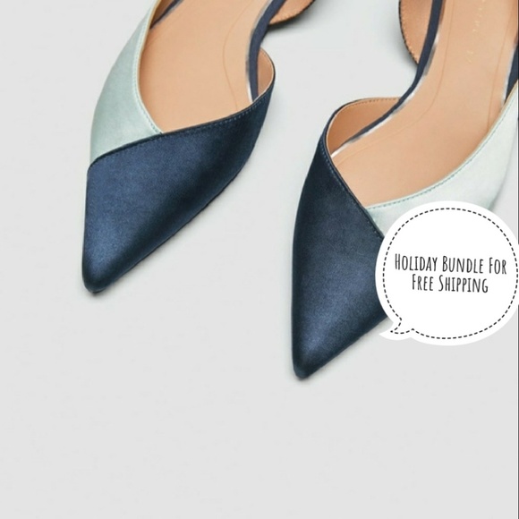 ️Zara size 6 Blue Tri-Color Ballerina Flats - Picture 2 of 7